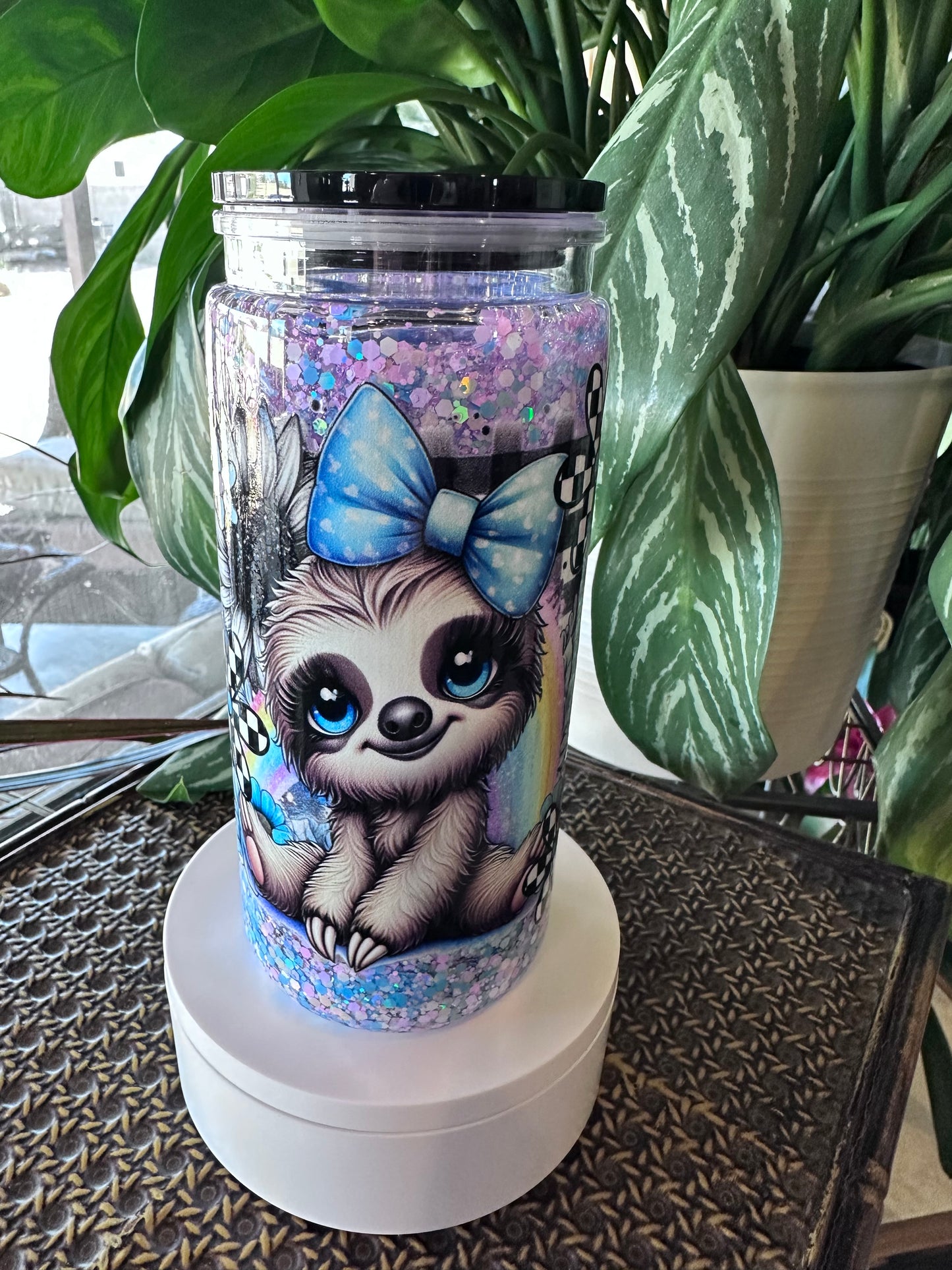 20oz Baby Sloth w/ Blk Lid & Straw
