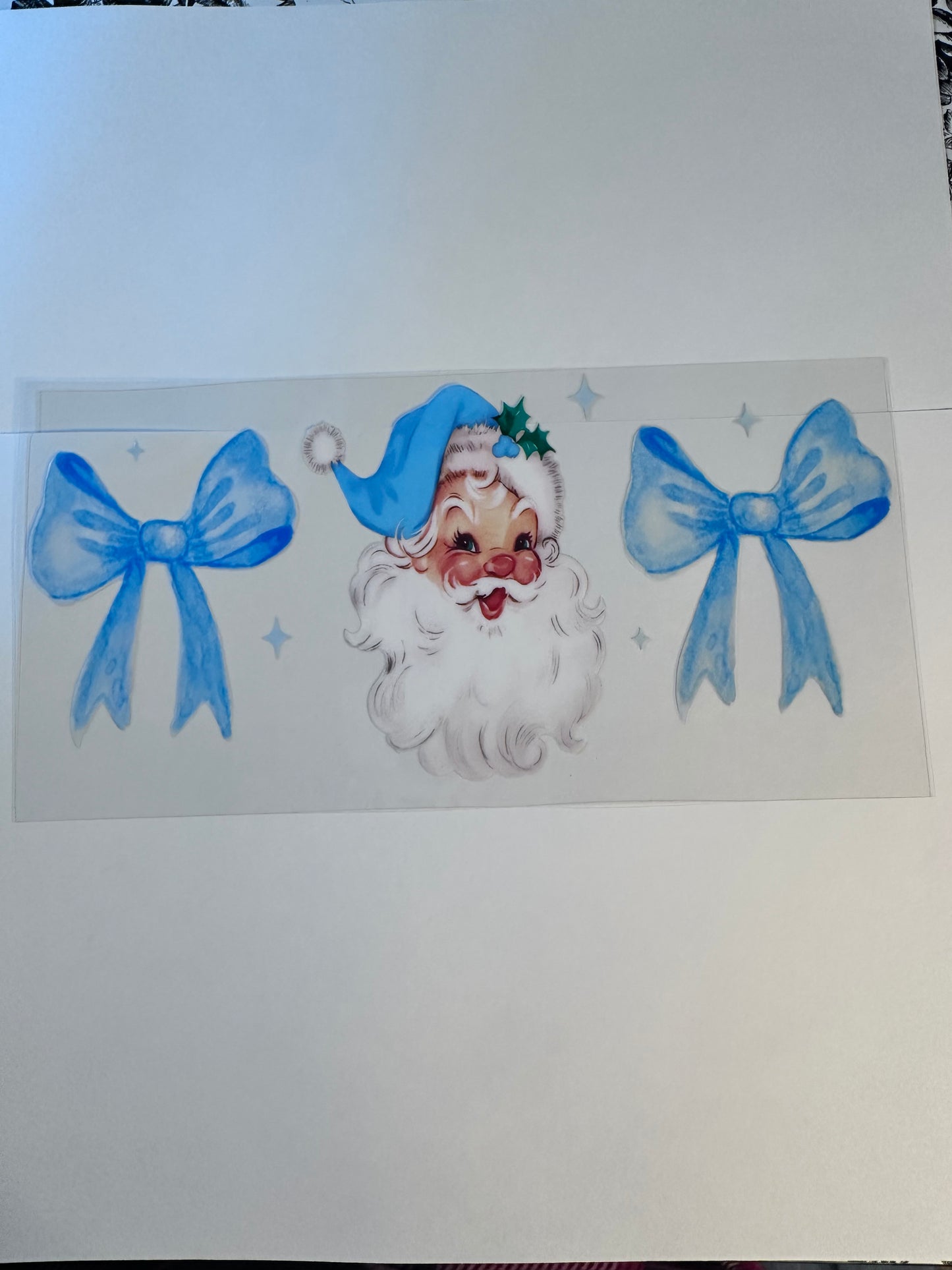 Large Santa W Blue Bows