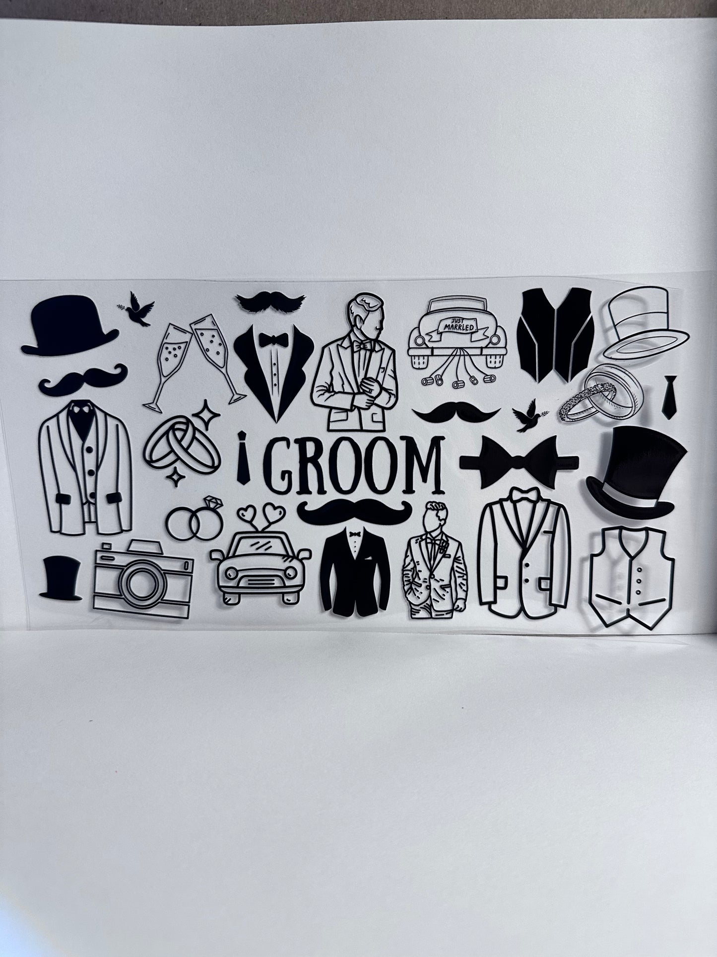 Groom Black and Clear Print