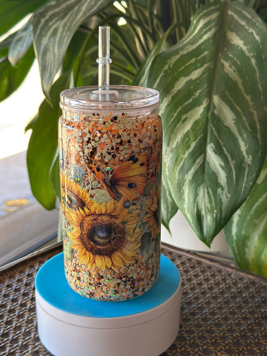 16oz Sunflowers & Butterflies Med Flow