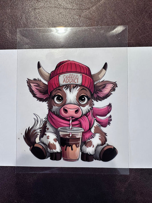 Coffee Addict Cow 4"x4"