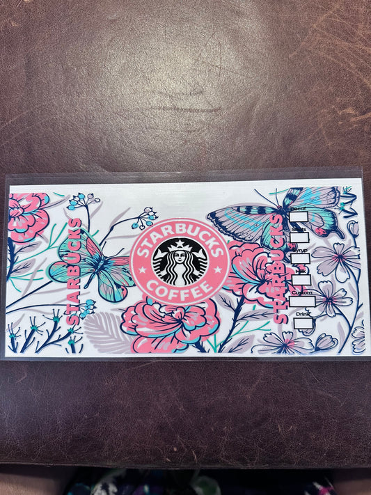 Starbucks Peach & Teal Butterflies