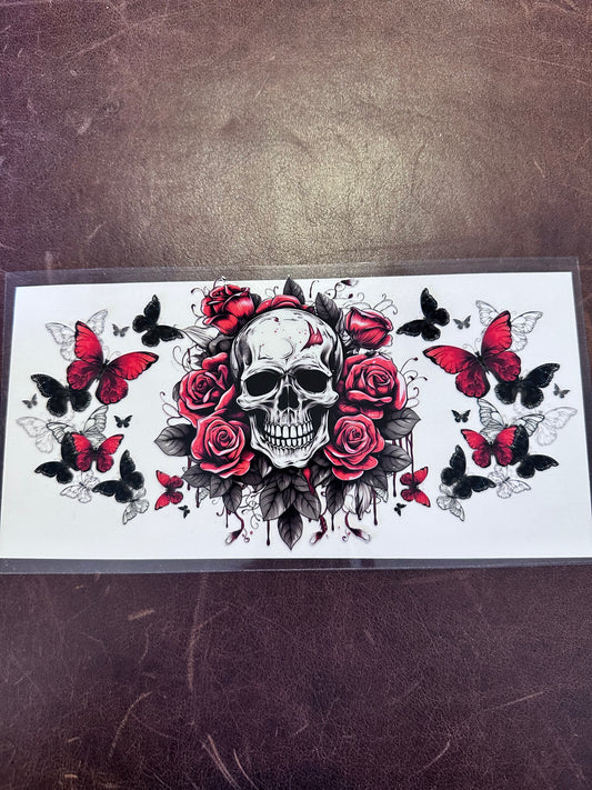 Skull Red Roses & Butterflies
