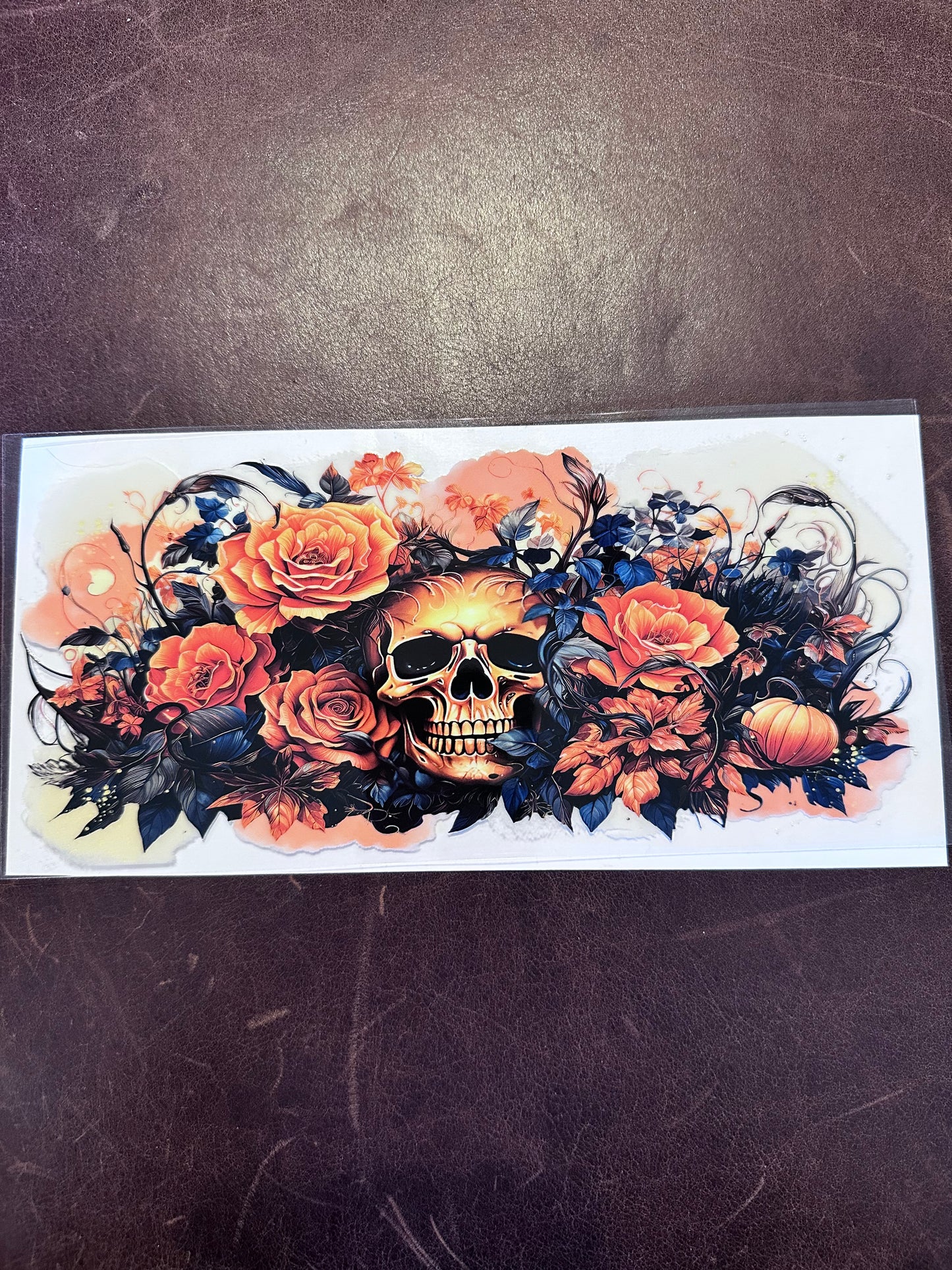 Skull W Orange Roses