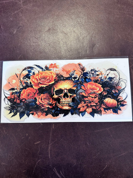 Skull W Orange Roses