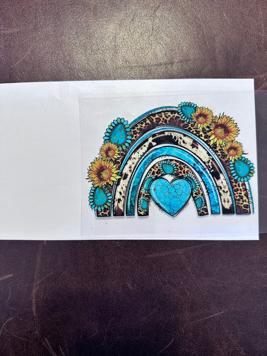 Turquoise & Sunflower Rainbow 4"x4"