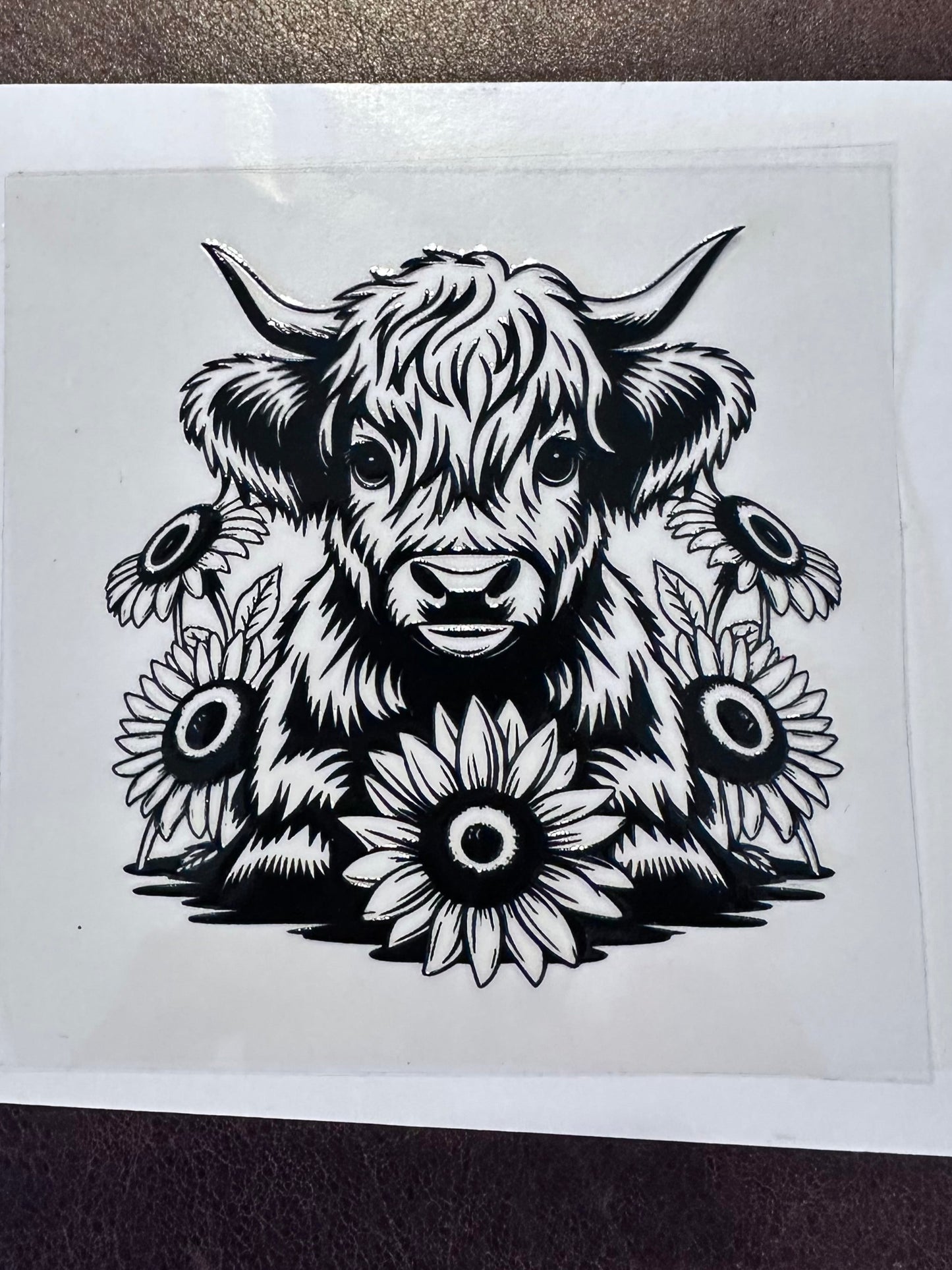 Cow Blk & Clear outline 3.5"