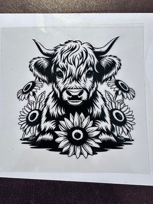 Cow Blk & Clear outline 3.5"