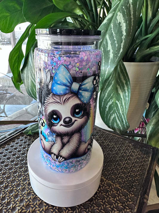 20oz Baby Sloth w/ Blk Lid & Straw