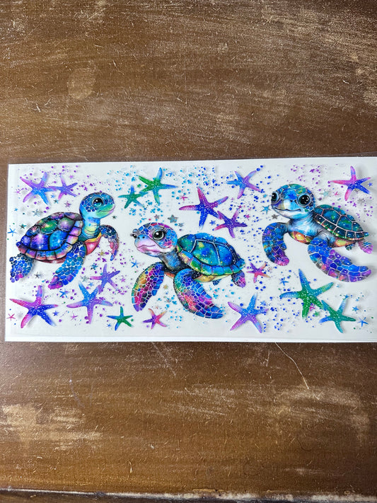 Colorful Sea Turtles W/ Starfish