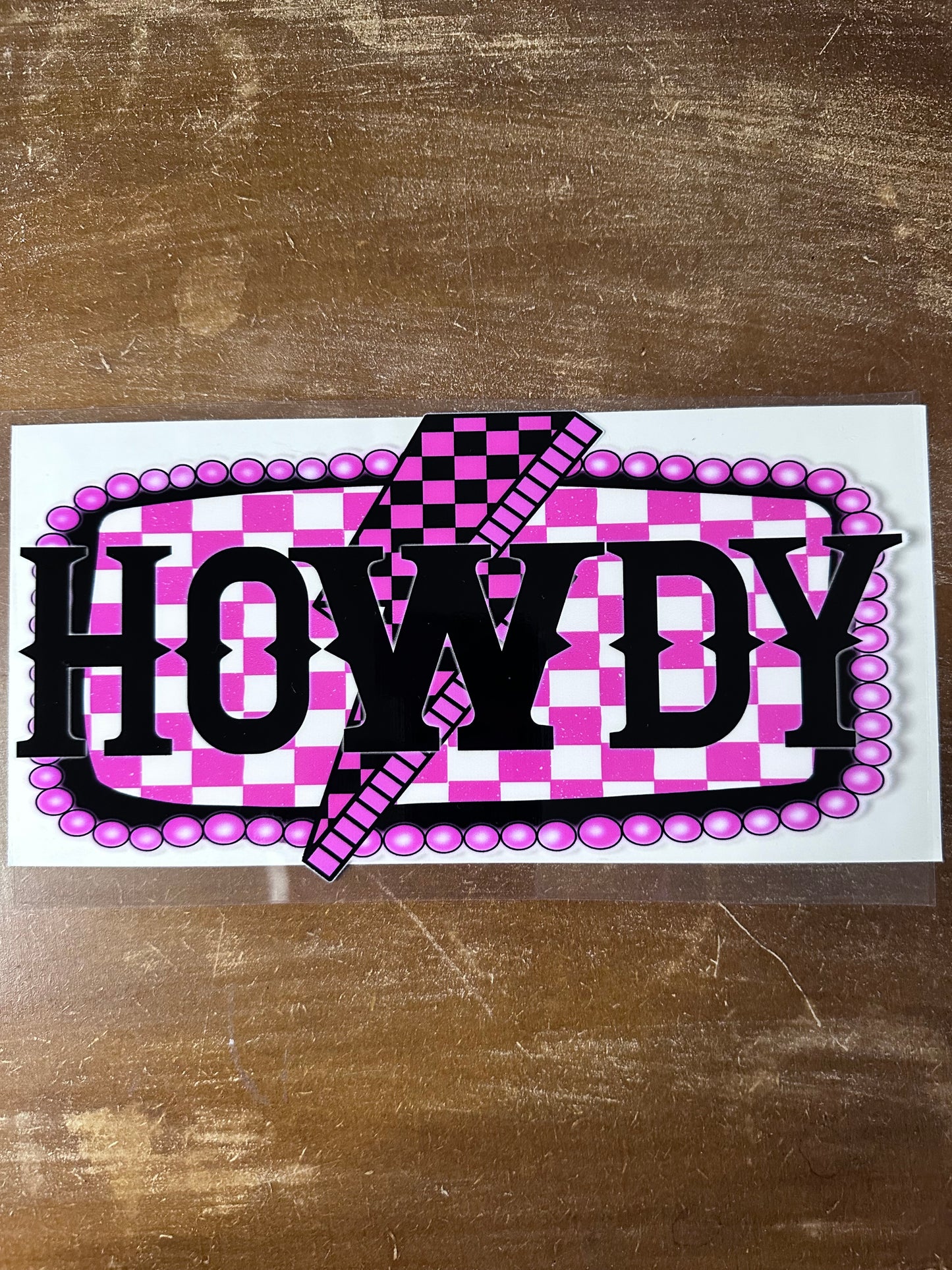 Howdy Pink and White Checkered