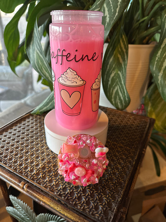 20oz Acrylic w/Deco Bamboo Lid/Strawberry Shake Caffeine Vibes