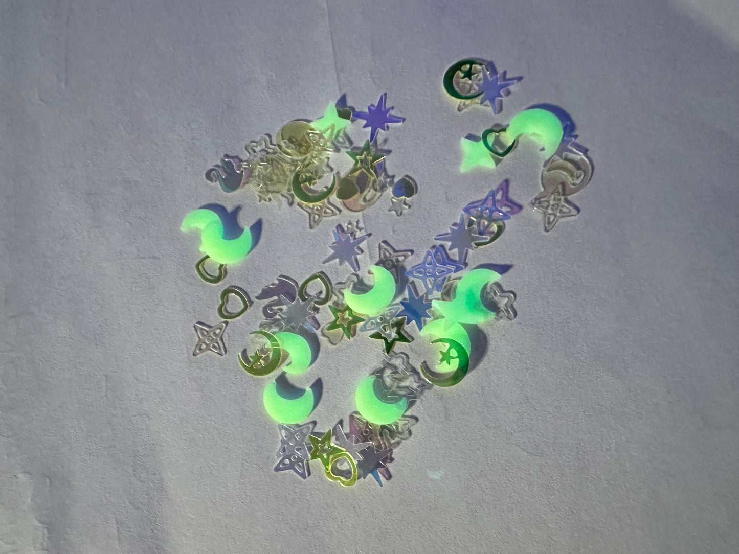 Clay Glow Moons/stars/swans/balloons Mix