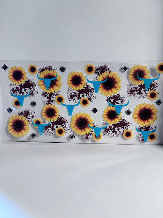 Sunflowers & Teal Bull Skulls