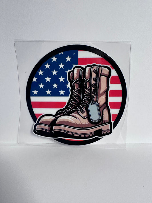 Military Boots & Dog Tags 4x4 Decal