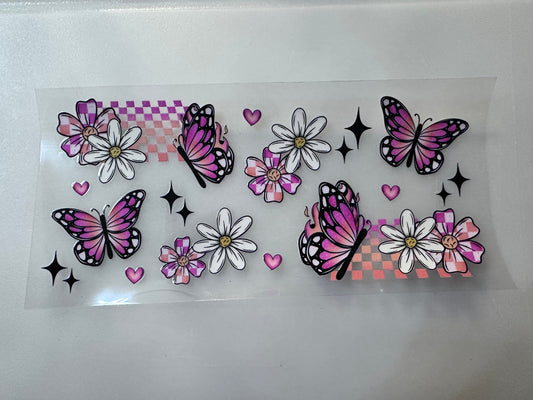 Butterflies Purple & Pink Checkers
