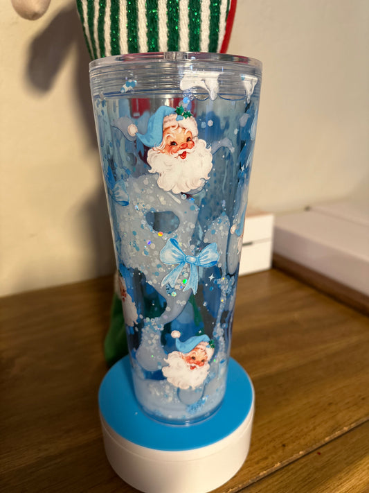 24oz Acrylic Stadium Dual Lava W/ Snowflakes Blue Snowy Santa
