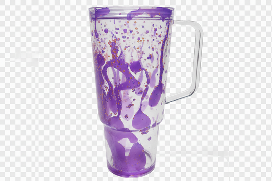 40oz Acrylic Purple/Clear Slow Lava w/Bubble Glitter