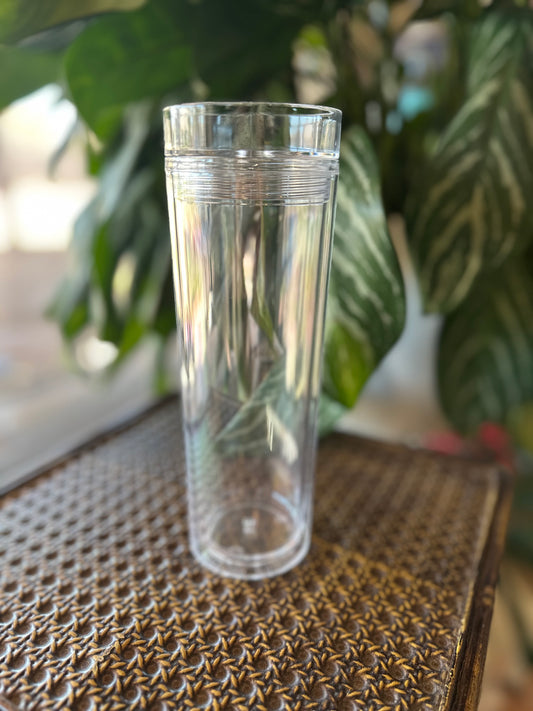 16oz Acrylic Skinny Snowglobe with clear lid
