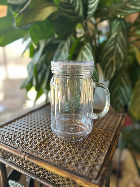 20oz Acrylic Mason Jar Snowglobe with clear lid