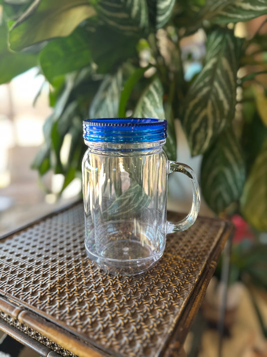 20oz Acrylic Mason Jar Snowglobe with colored lid