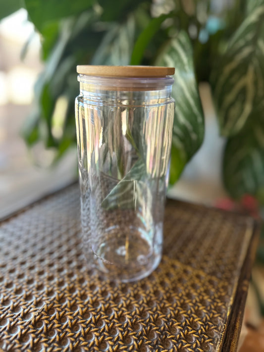 20oz Acrylic Snowglobe with bamboo/clear lid