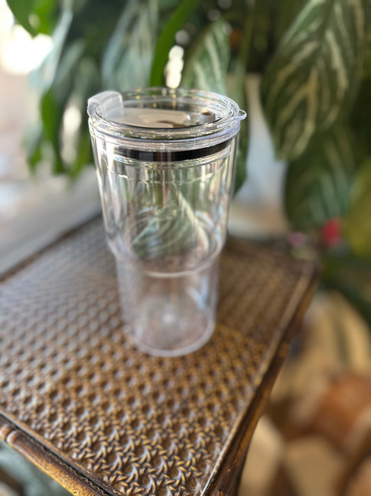 18oz Acrylic Snow Globe with spill proof lid & straw