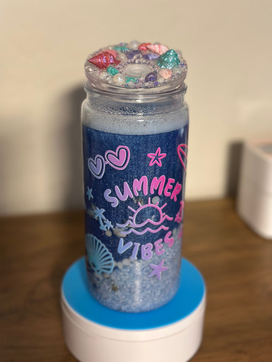 20oz Acrylic Beach/Seashells w/ Deco Lid Summer Vibes